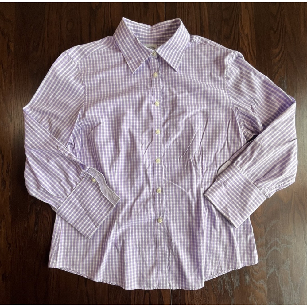 Brooks Brothers purple gingham button up shirt - Boy's Size 12 Church Spring